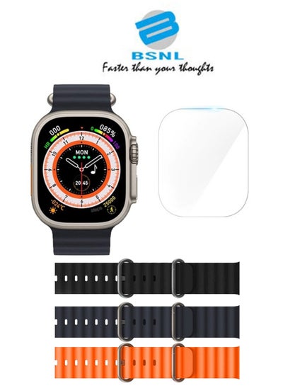 Buy BSNL WISME 4 IN1 Unisex ULTRA2 Watch 49m 2.19 Inch Big INFINITE Display with 3 STRAPS + WIRELES CHARGER Bluetooth Calling Health and Sports Smartwatch Multicolour in UAE