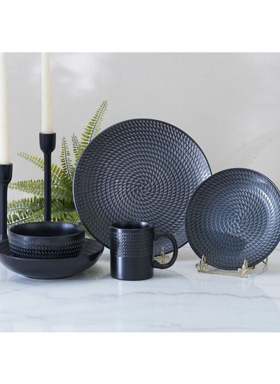 اشتري Angelika 18-Pc Stoneware Dinner Set - Black - Serves 4 في الامارات