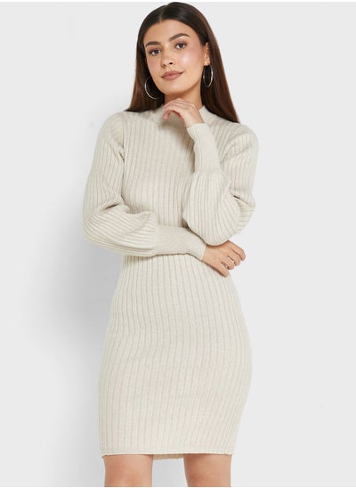 اشتري Ribbed Knitted Bodycon Dress في السعودية