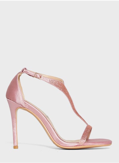 Buy Diamante Detail Ankle Strap Stiletto Sandal in Saudi Arabia