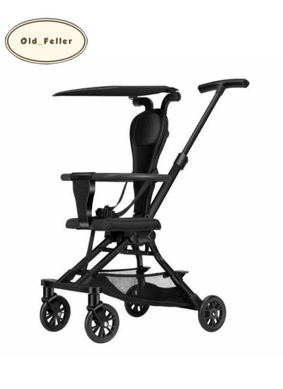 Buy Lightweight Baby Stroller，Foldable Four-wheeled Child Sunshade Stroller, Lightly and easly Foldable，High Landscape Auxiliary Baby Artifact Compact Travel Stroller for Toddlers Outdoor.Black in Saudi Arabia