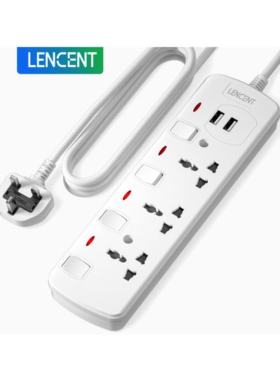 اشتري وصلة تمديد LENCENT مع فتحات USB ، شرائط طاقة بمقابس 3 اتجاهات مع منفذي USB ، محول قابس عام مع سلك تمديد 2M ، محطة شحن للمنزل والمكتب ، بتبديل فردي في السعودية