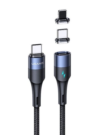 Buy 2 IN 1 2X Type-C 60W To Lightning 20W PD Fast Magnetic Design Charge Data Cable in UAE