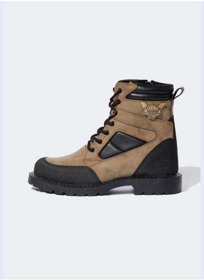 Buy Faux Leather Lace Up Boots in Saudi Arabia