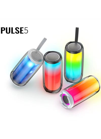 Buy New cross-border PULSE5 pulse 5 generation gradient light Bluetooth Portable with subwoofer speaker outdoor Bluetooth speaker White in UAE