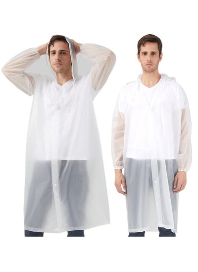 Buy Raincoat Rain Ponchos for Women Men Adults Reusable Poncho Portable, Coat Waterproof EVA with Elastic Cuff Sleeves Transparency of Outdoor Tourism Packable Fishing Travel 1Pcs in Saudi Arabia