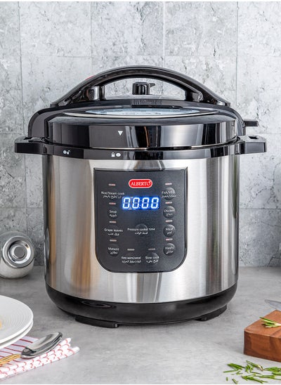 Buy Electric Pressure Cooker 8 LT 1200W Steel inner POT silver/black in Saudi Arabia