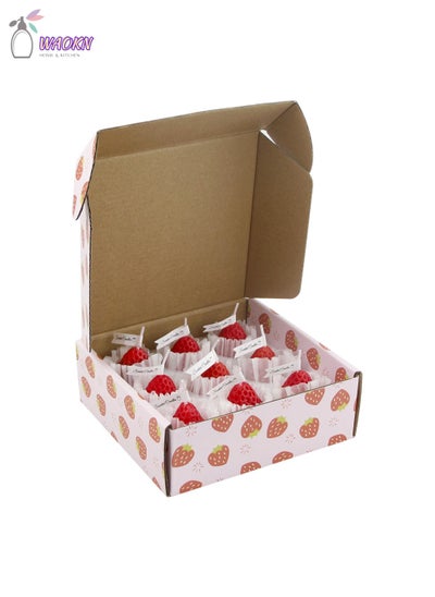 Buy Strawberry Aroma Candle Gift Box, 9 Red Large Strawberry Simulation Fruit Candles, Can Burn For About 4-12 Hours, Strawberry Flavor in Saudi Arabia