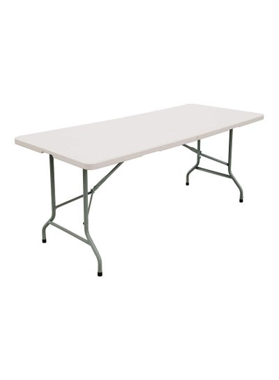 Buy 6ft Plastic Folding Table Indoor Outdoor Heavy Duty Portable w  Handle Lock for Picnic Party Camping - White in UAE