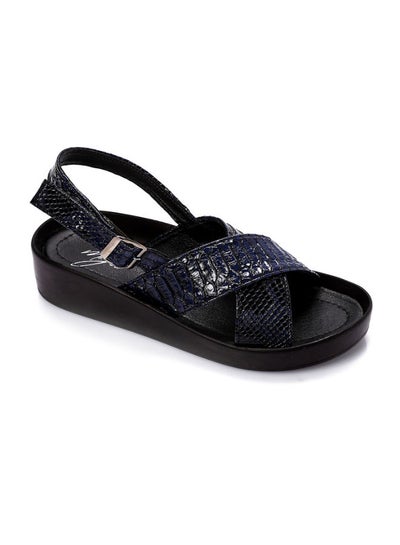 Buy Cross Toecap Reptile Skin Navy Blue Sandals in Egypt
