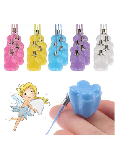 اشتري 50 Colorful Tooth Holders for Kids, Keepsake Tooth Necklaces for Lost Baby Teeth, Durable Plastic Tooth Boxes for Children في الامارات