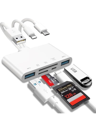 اشتري 5 In 1 Memory Card Reader Usb Otg Adapter And Sd Card Reader For Iphone Ipad Usb C And Usb A Device Otg Adapter For Sd Micro Sd Sdhc Sdxc Mmc في السعودية