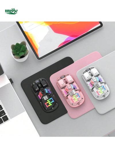 Buy HXSJ HXSJ Dual-Mode Wireless Mouse RGB Light Transparent Shell 2.4G Photoelectric Mouse With 4 Buttons Suitable For Home And Office Use in UAE