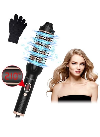 Buy Double PTC Thermal Brush, Heated Round Curling Brush Tourmaline Thermal Double Round Brush Ceramic Ionic Hair Curling Iron Straightening Comb for All Hair Styles with LCD Display in UAE