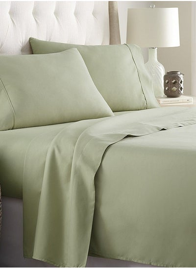 Buy Stitch King Cotton Sheet Set 4 Pieces 300 Stitches Light Green in Saudi Arabia