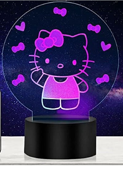 اشتري 3D Illusion Led Night Light Lamp Cute Hello Kitty Baby Nursery Room Nightlight Kids Childrens Bedroom Decoration Gift 3d Lamp في الامارات