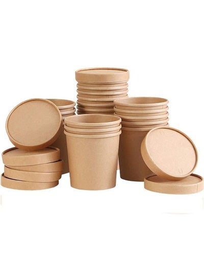 Buy Kraft Soup Bowls 24 Ounce With Lid Disposable Food Cups Great For Restaurants Take Outs or To Go Lunch 25 Pieces in UAE