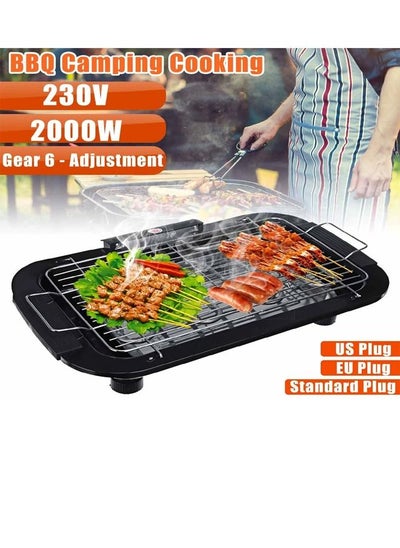 اشتري 2000W Electric BBQ Grill Smokeless Barbecue Machine Household Indoor 5-Level Temperature Table Top Smokeless Tool for Camping في الامارات