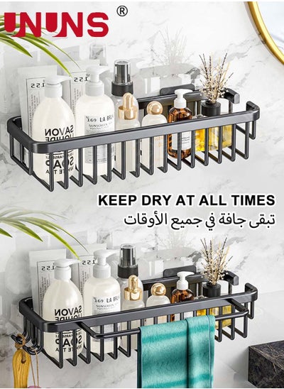 Buy Floating Shelves for Wall Set of 2,Wall Mounted Storage Shelves With Black Metal Frame And Towel Rack For Bathroom,Bedroom,Living Room,Kitchen, Office in Saudi Arabia