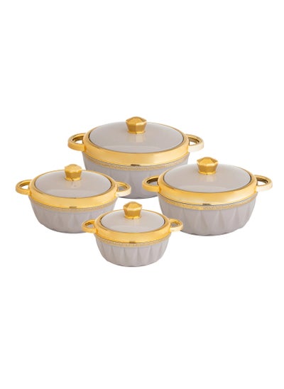 Buy Hotpot Set of 4 pieces Inner Stainless Steel grey with gold in Saudi Arabia