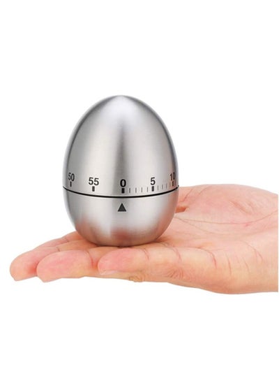 Buy Egg Timer in Silver, 1 Pcs Mechanical Stainless Steel Kitchen Timer in Egg Countdown Shape Up to 60 Minutes for Boiling Eggs and More, Cooking Baking Bell Teeth Brushing Short Time Alarm in Egypt