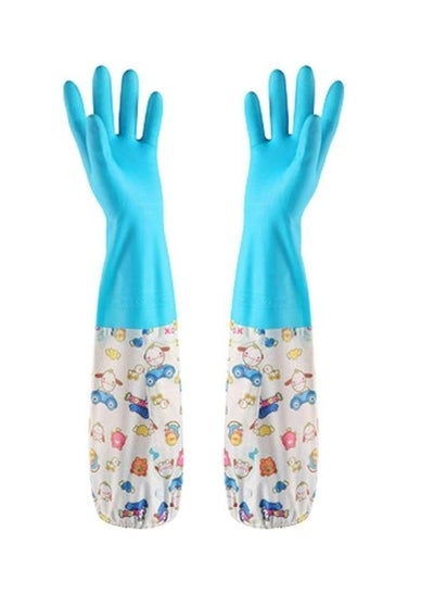 Buy "Pair of Long Sleeve Dishwashing Gloves, Non-Slip Wear-Resistant Latex Rubber Kitchen Gloves, Waterproof Cleaning Gloves to Protect Hands from Washing Dish, Effective Grip Rubber Gloves for Home Use and Kitchen Utensil Cleaning, Multi-Purpose Dishwashing Gloves Multicolor(Random Color Available) in Egypt