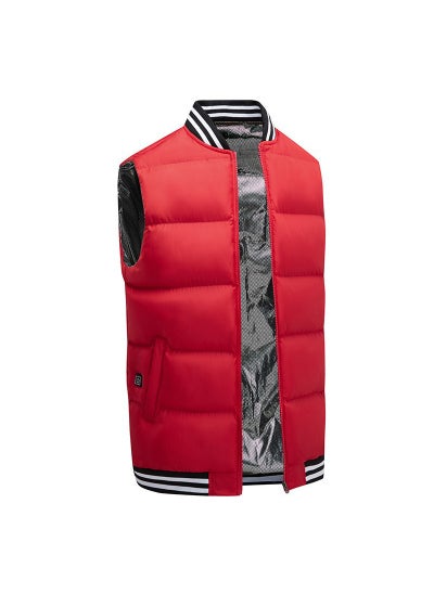 Buy Smart Heated Vest USB Five-Zone Adjustable Winter Waistcoat Red in UAE