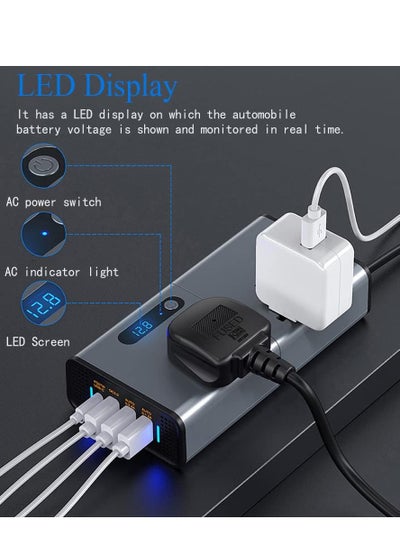 اشتري Efficient 200W Car Inverter – Multi-Port Charger for Cars, SUVs, and Trucks في الامارات