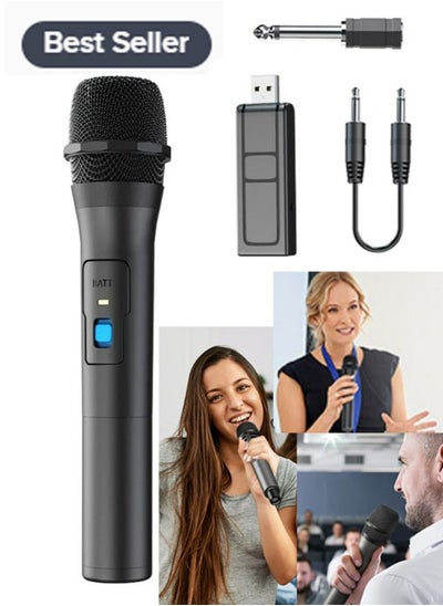 اشتري Wireless Microphone, Universal Handheld Karaoke Mic Speaker, Over 110 DB Outdoor Indoor Cordless Microphone System with USB Reciver for Singing, Karaoke, Speech, Wedding, Church في السعودية