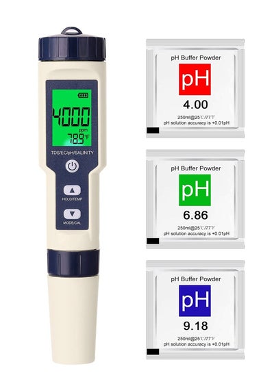 Buy 5 in 1 Professional Multi-parameter Combo Testing Meter PH/EC/TDS/Salinity/Thermometer Digital Multi-Function Tester Water Quality Tester in UAE