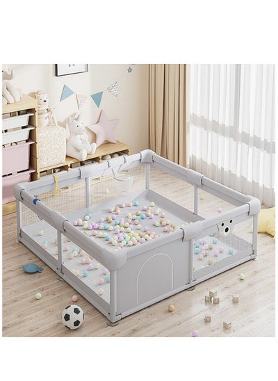 اشتري Baby Playpen ساحة لعب للأطفال، روضة للأطفال الرضع والأطفال الصغار مع بوابة، سياج للأطفال مقاس 150 × 180 سم، روضة أطفال متينة وآمنة، مركز أنشطة للأطفال داخلي وخارجي في الامارات