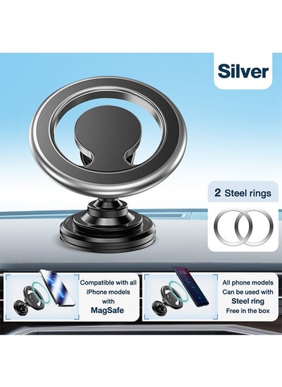 Buy Compatible with iPhone MagSafe Car Mount, Magnetic Car Mount with Two Steel Rings, MagSafe Phone Holder for iPhone 14/13/12/All Smartphones,Fit for Vent Dashboard in Saudi Arabia