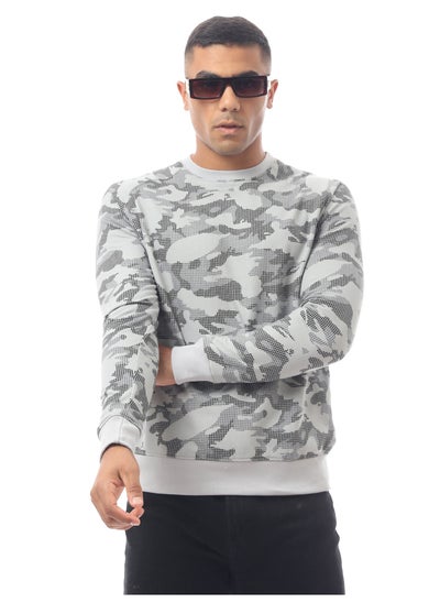 Buy Grey Patterned Slip On Cotton Sweat Shirt in Egypt