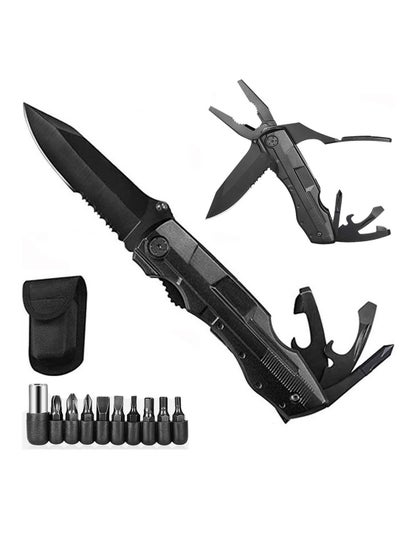 Buy Pocket Knife Multitool Folding Knife Stainless Steel Survival Camping Knife with Pliers Bottle Opener Screwdrivers Liner Lock Durable Sheath Gifts for Men Perfect for Camping Survival Fishing Hiking in UAE