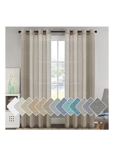 Buy Elegant Natural Linen Curtain Panel Steel Grommets 1 Piece in Egypt