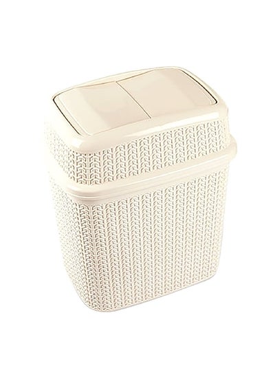 Buy Knit Design Rectangular Plastic Whirlpool Dustbin Ivory 10 L M-1023 IW in Saudi Arabia