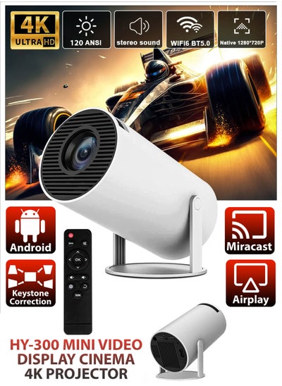 Buy 120ANSI Lumens HD Smart Projector Android 11 Portable Mini Cinema 130 Inches Screen Display Lamp 4K Home Movie Theater Gaming Video Presentations 180 Degree Rotating Screen Mobile Phone Projection in UAE