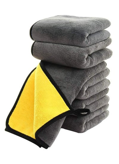 Buy Microfiber Car Detailing Towels, Double Sided Thickened Super Absorbent Car Detailing Towels, Car Detailing Towels, Car Detailing Cloth, 6 Pack, 40x70cm Yellow in Grey (6) in Saudi Arabia