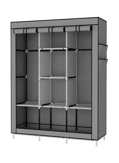 Buy Portable Bedroom Wardrobe Grey/White 128x170x45cm in Saudi Arabia