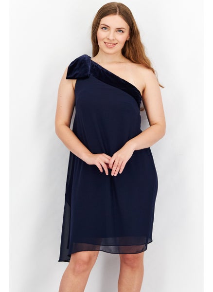 Buy Women Asymmetrical Neck One Shoulder Cocktails Dress, Navy in Saudi Arabia