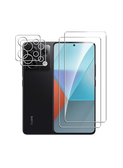 Buy Protector for Xiaomi Redmi Note 13 Pro/Poco X6 5G, Pack of 2 Screen Protectors and 2 Camera Protectors, 9H Tempered Glass Screen Protector, Ultra HD Tempered Glass Film, Scratch Resistant in Saudi Arabia