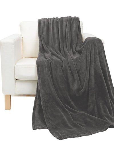 Buy COMFY SUPER SOFT FLANNEL THROW/BLANKET GREY in UAE