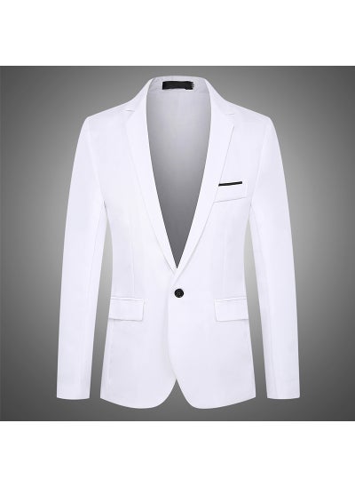 اشتري Mens Suit Jacket Business Casual Professional Formal Suit Flip Slim Wedding Dress One Piece Suit Jacket for MenWhite White في الامارات