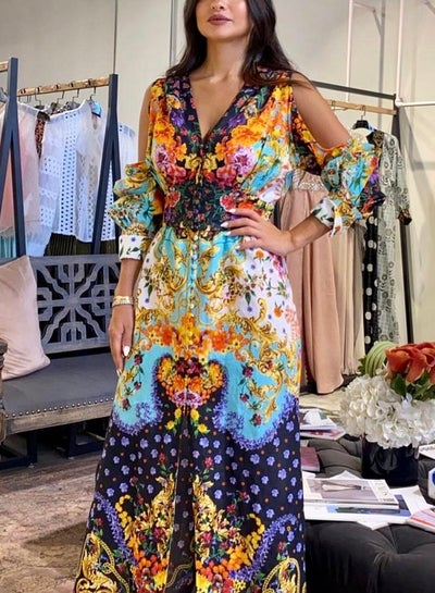 Buy Fordeal Colorful Vintage Pattern Dress in Saudi Arabia