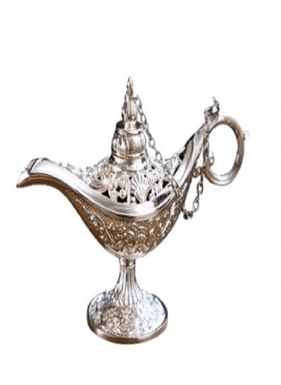 Buy Antique Style Lamp Of The Magic Lamp Of Aladdin'S Fairy Tale Silver 12X4X7.5 Cm in Saudi Arabia