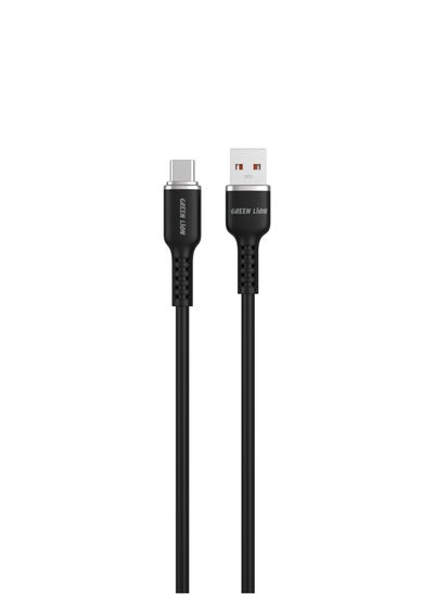 اشتري كابل سيليكون USB-A إلى USB-C / تيار 15 وات / سرعة نقل عالية / آمن ومضمون / شحن ومزامنة / 10000 ثنية / متوافق عريض / كابل طويل - أسود في الامارات