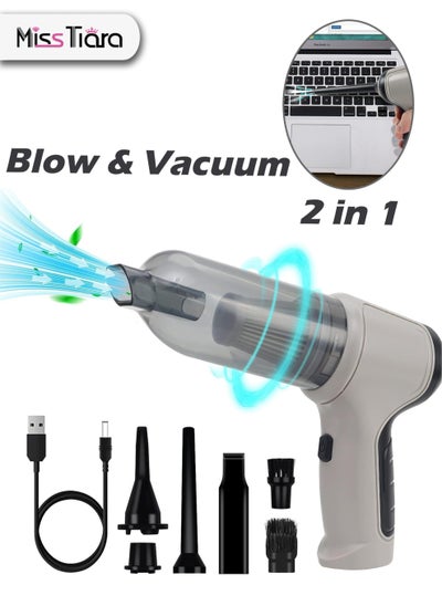 Buy High Power Blow and Vacuum 2 in 1 Car Cleaner Hand Vacuum Cordless Rechargeable, 35000 RPM Air Duster Blower Electric Computer Cleaner in UAE