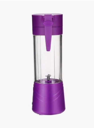 Buy Portable Wireless Rechargeable 4 Blades USB Electric Blender Juicer Cup Plastic Fruit Grinder 380ml Juice Bottle Mini Automatic Smoothie Cider Device (Purple) in UAE