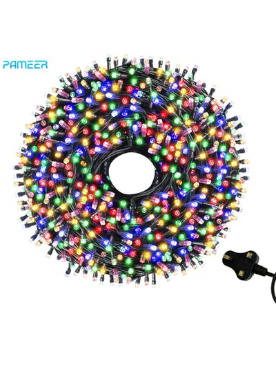 اشتري Multicolor LED String Lights with Black Wire and Plug-in 30mtr Length 300 LED Strip Home Decorative Lights for Christmas EID Ramadan Diwali and Wedding Parties Decoration Box Button Control 8 Modes في الامارات