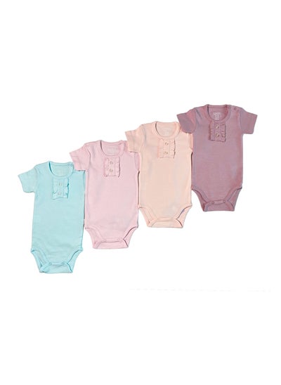 Buy Baby Short Sleeves Bodysuit Onesie Set (Pack of 4) multi-colours in UAE